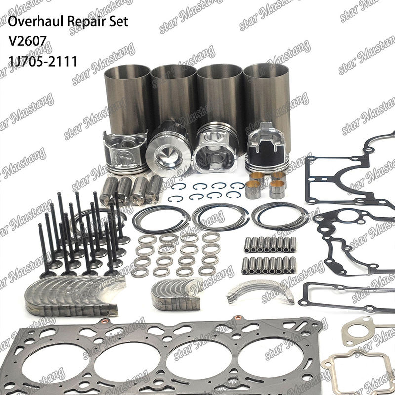 V2607 Sửa chữa xây dựng lại Bộ lọc xi lanh Piston với Pin Kit Valve Seat Valve Guide Gasket Kit Cho Kubota